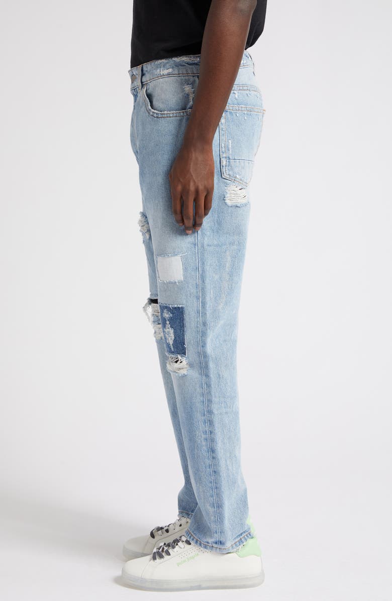Palm Angels Destroyed Rip & Repair Jeans, Alternate, color, 