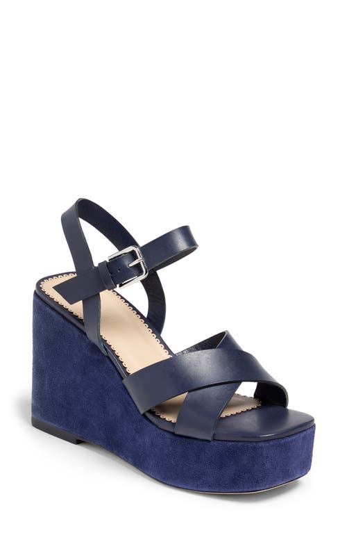Cinq À Sept Sasha Platform Wedge Ankle Strap Sandal In Blue
