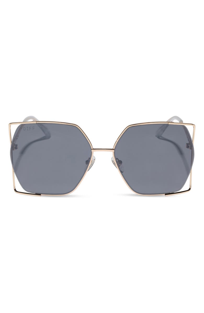 DIFF 61mm Dawn Geometric Sunglasses, Main, color, Gold Grey Silver Flash