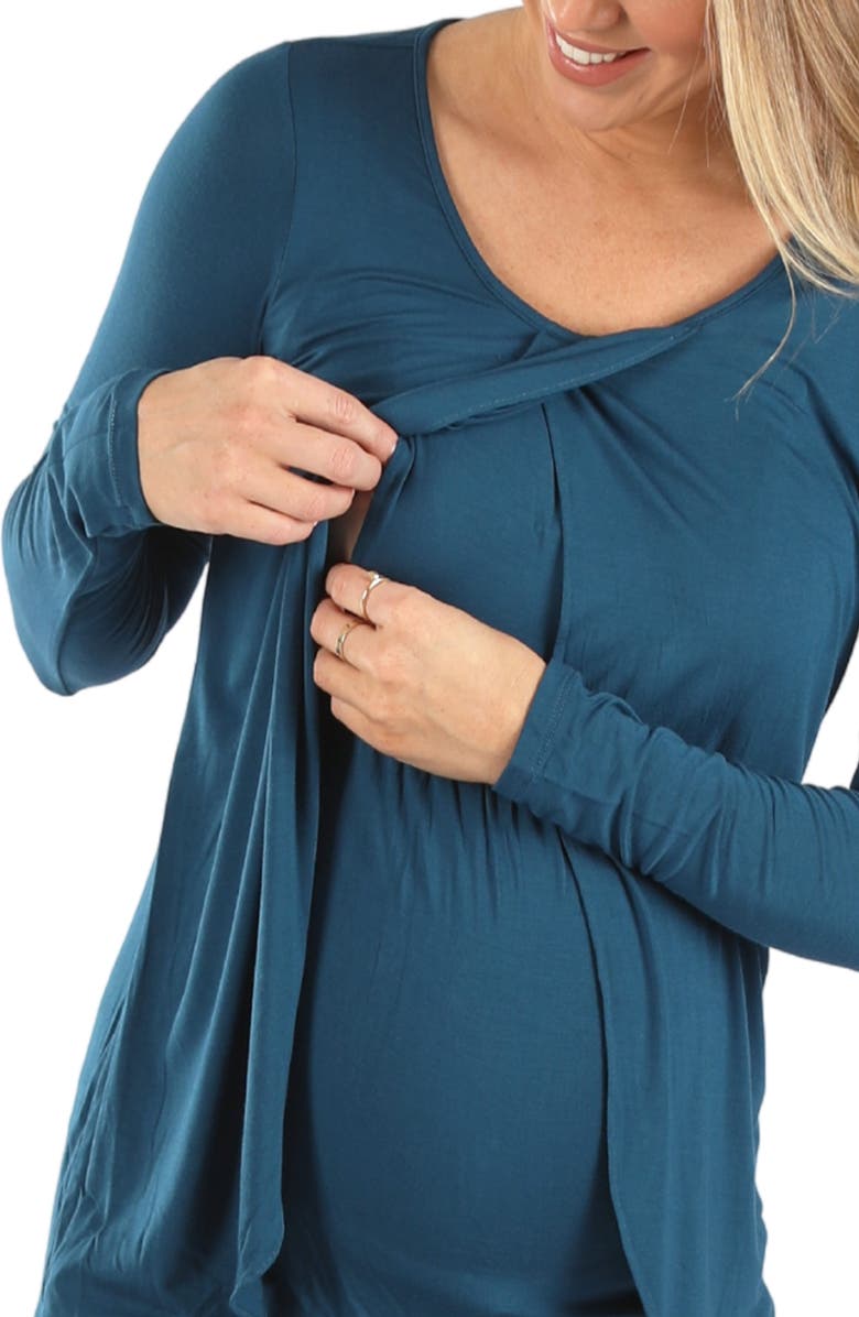 Angel Maternity Petal Front Maternity/Nursing Top, Alternate, color, Teal