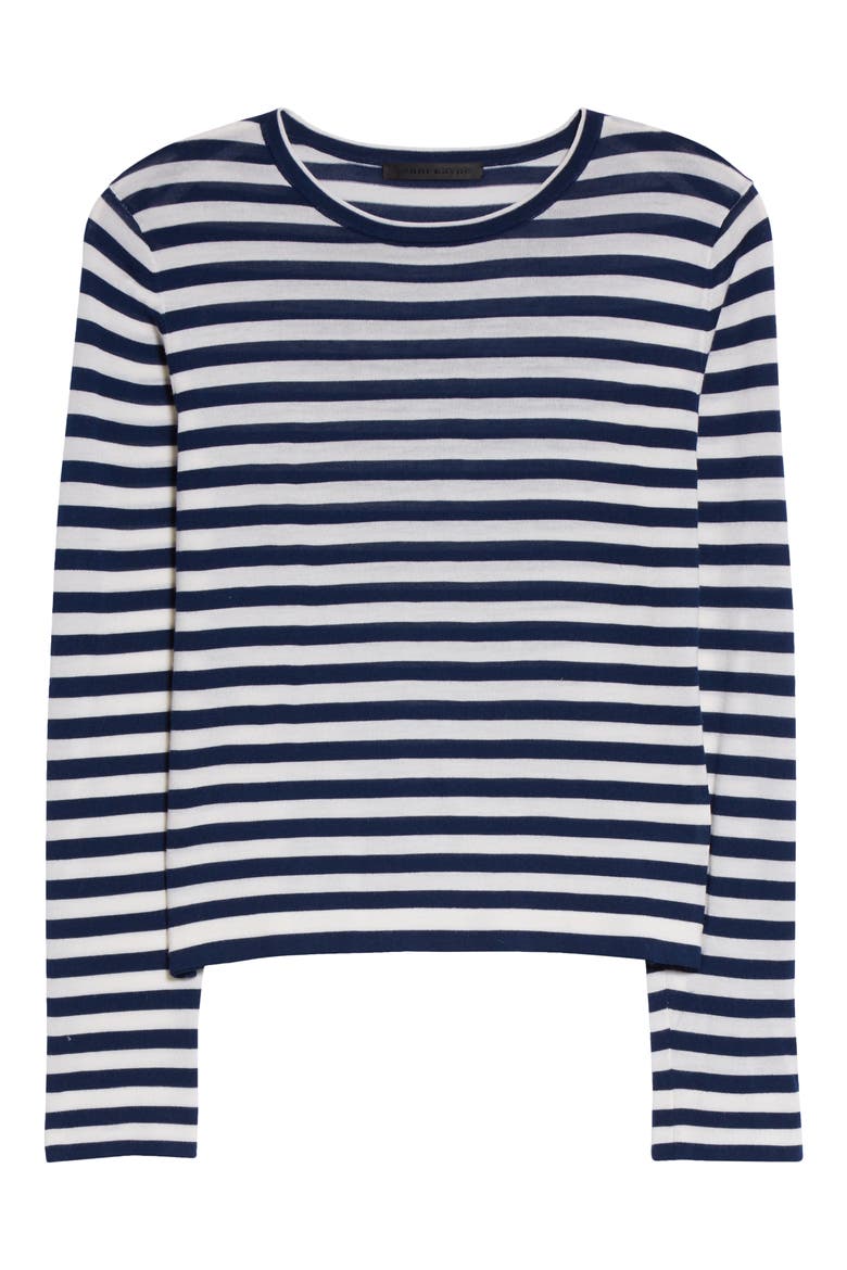 Mercer Merino Wool Crewneck, Alternate, color, NAVY STRIPE