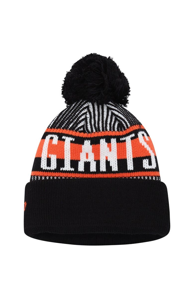 New Era Youth New Era Black San Francisco Giants Striped Cuffed Knit Hat with Pom, Alternate, color,