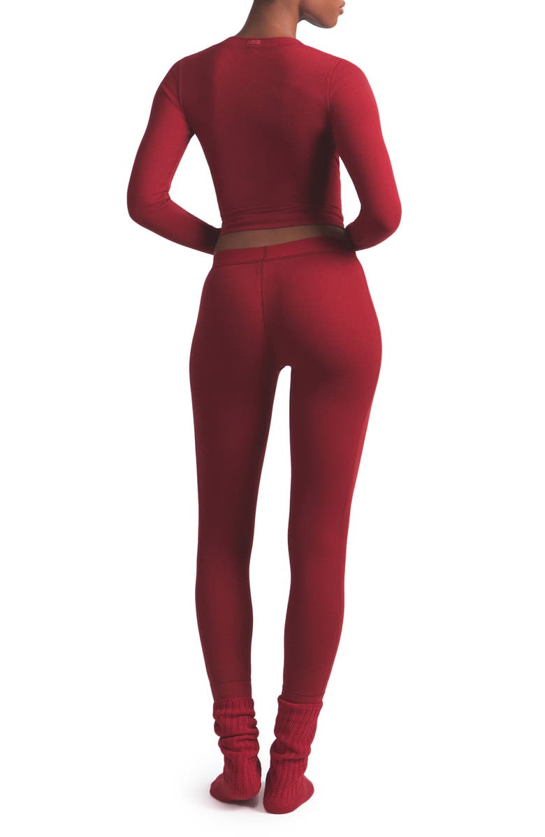 SKIMS Cotton Rib Henley & Leggings Set, Alternate, color, Brick