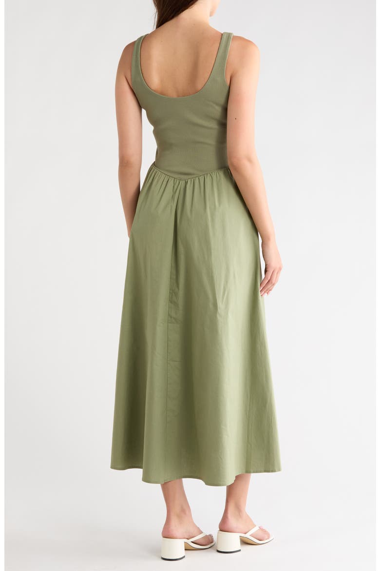 Mixed Media Tank Dress, Alternate, color, OLIVE ACORN