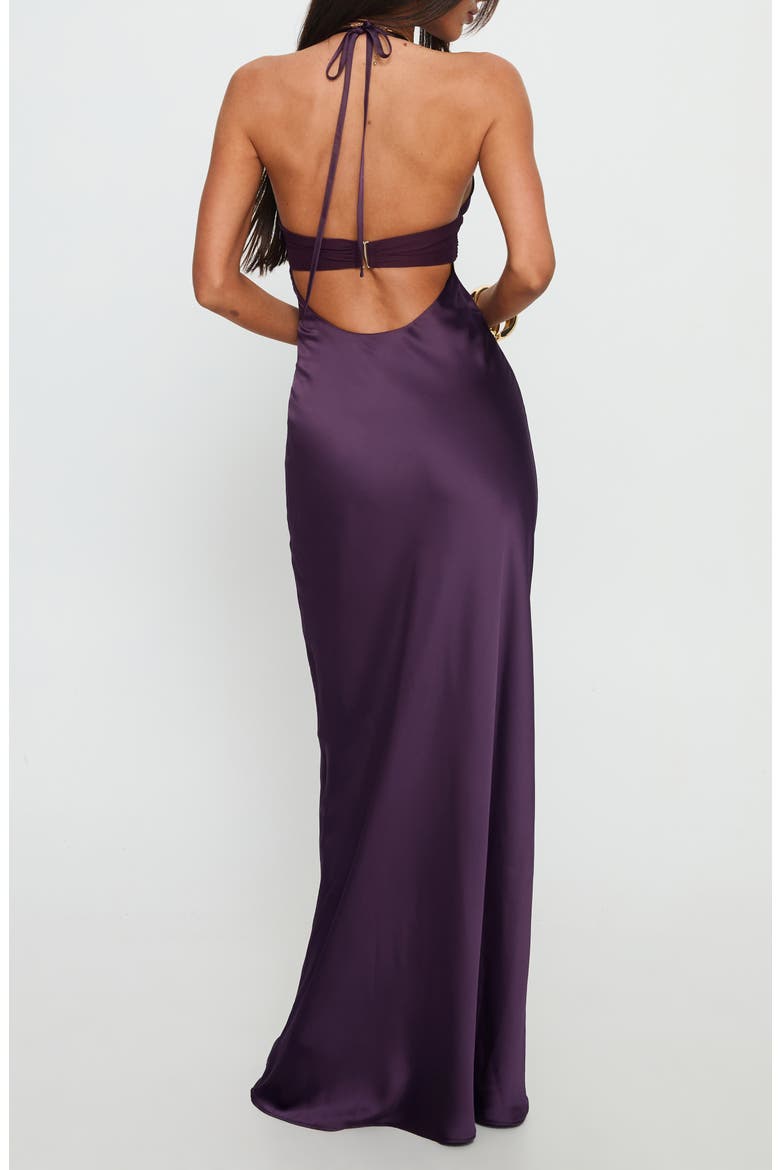 odyssa halter maxi dress purple Princess Polly Satin Gown (Women) Satin halter neck
