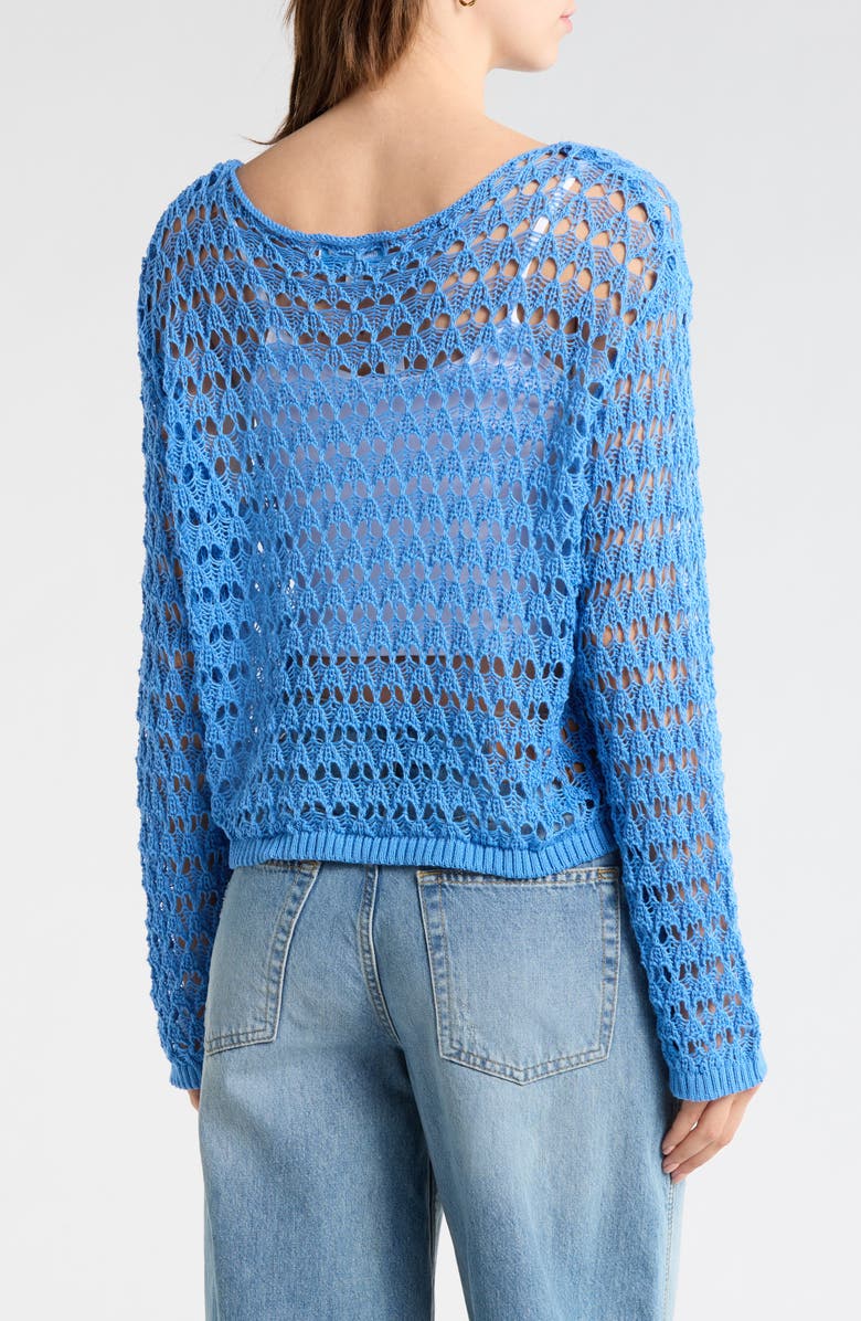 PacSun Willa Cotton Blend Open Stitch Sweater, Alternate, color, Blue