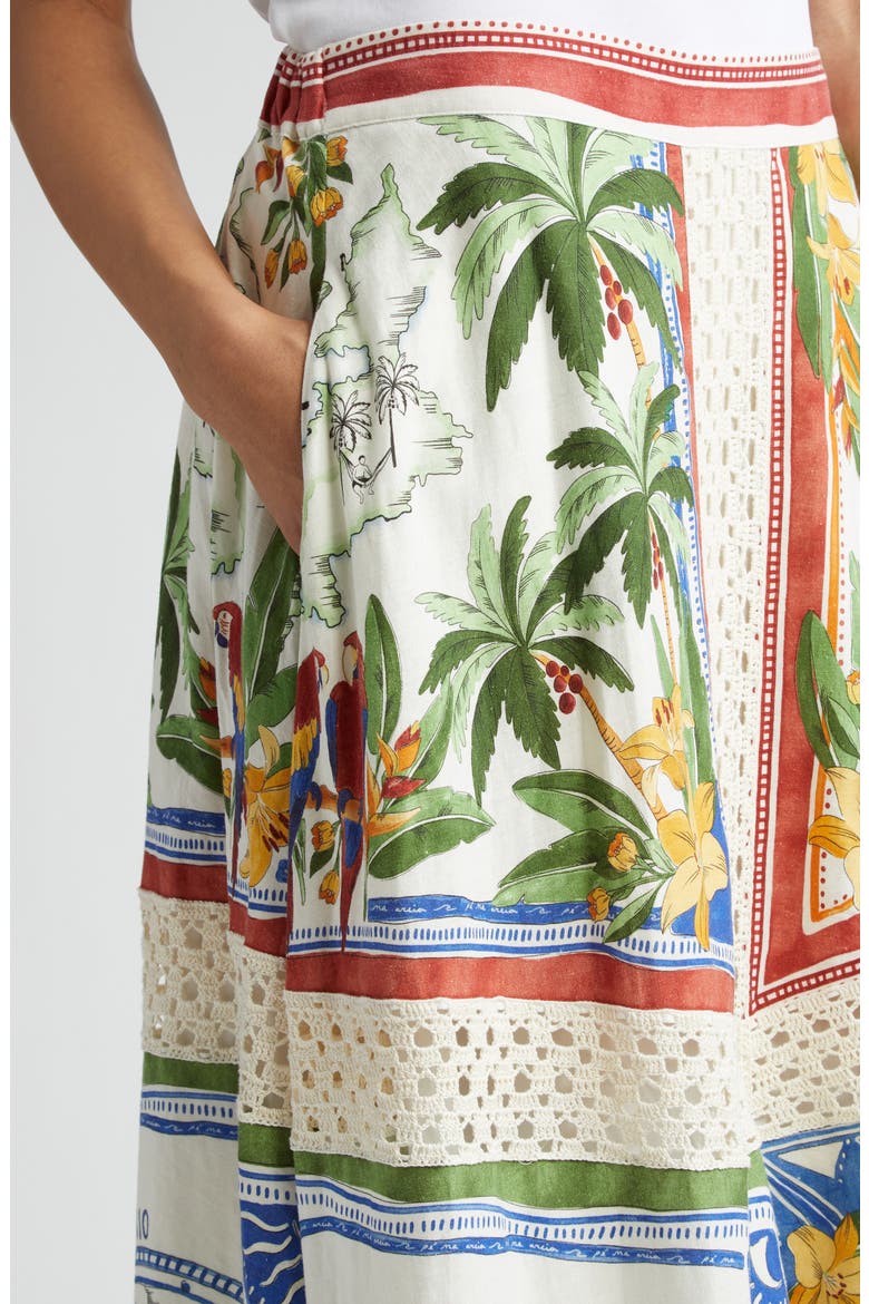 Tropical Destination Linen Blend Skirt, Alternate, color, OFF-WHITE