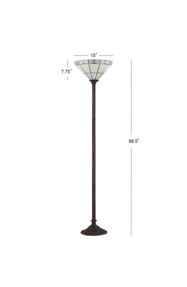 JONATHAN Y Moore Tiffany-Style 68.57" Torchiere LED Floor Lamp, Bronze, Alternate, color, Bronze