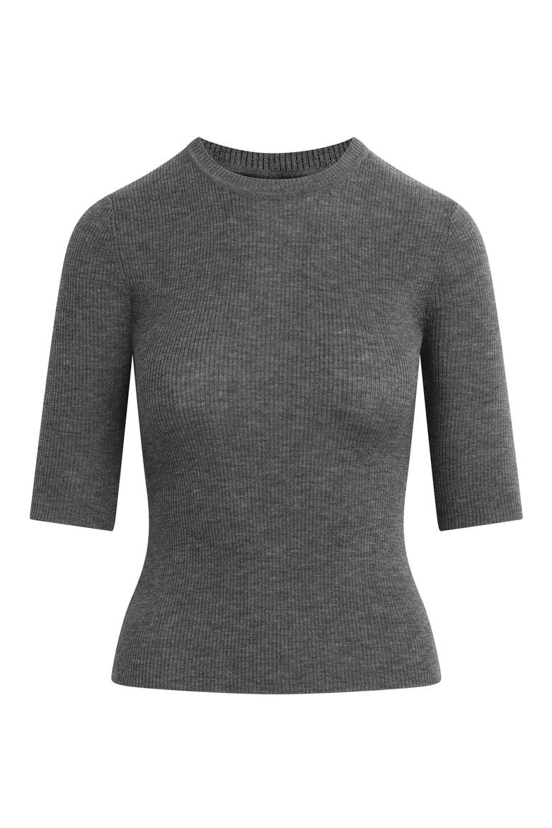 The Amelia Elbow Sleeve Wool Sweater, Alternate, color, CHARCOAL