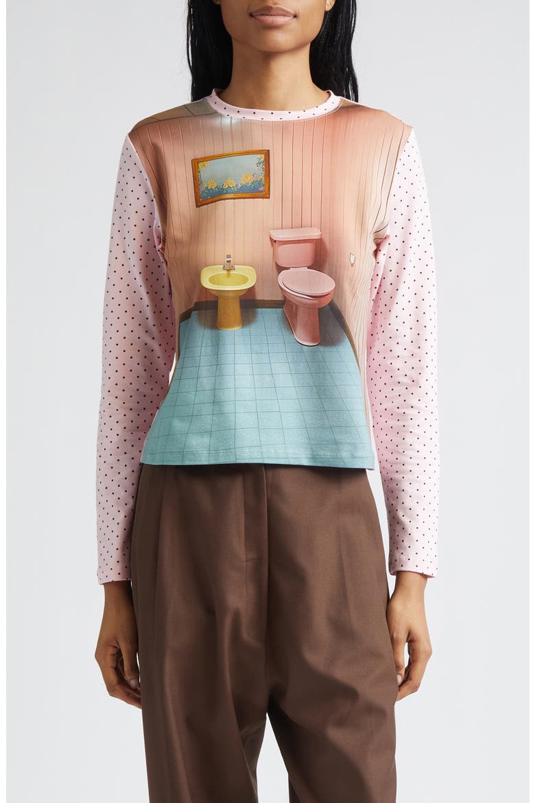 トップス Ashley Williams / L/S T-SHIRT / BATHROOM Ashley Williams Bathroom Print Long Sleeve Cotton T-Shirt (Women