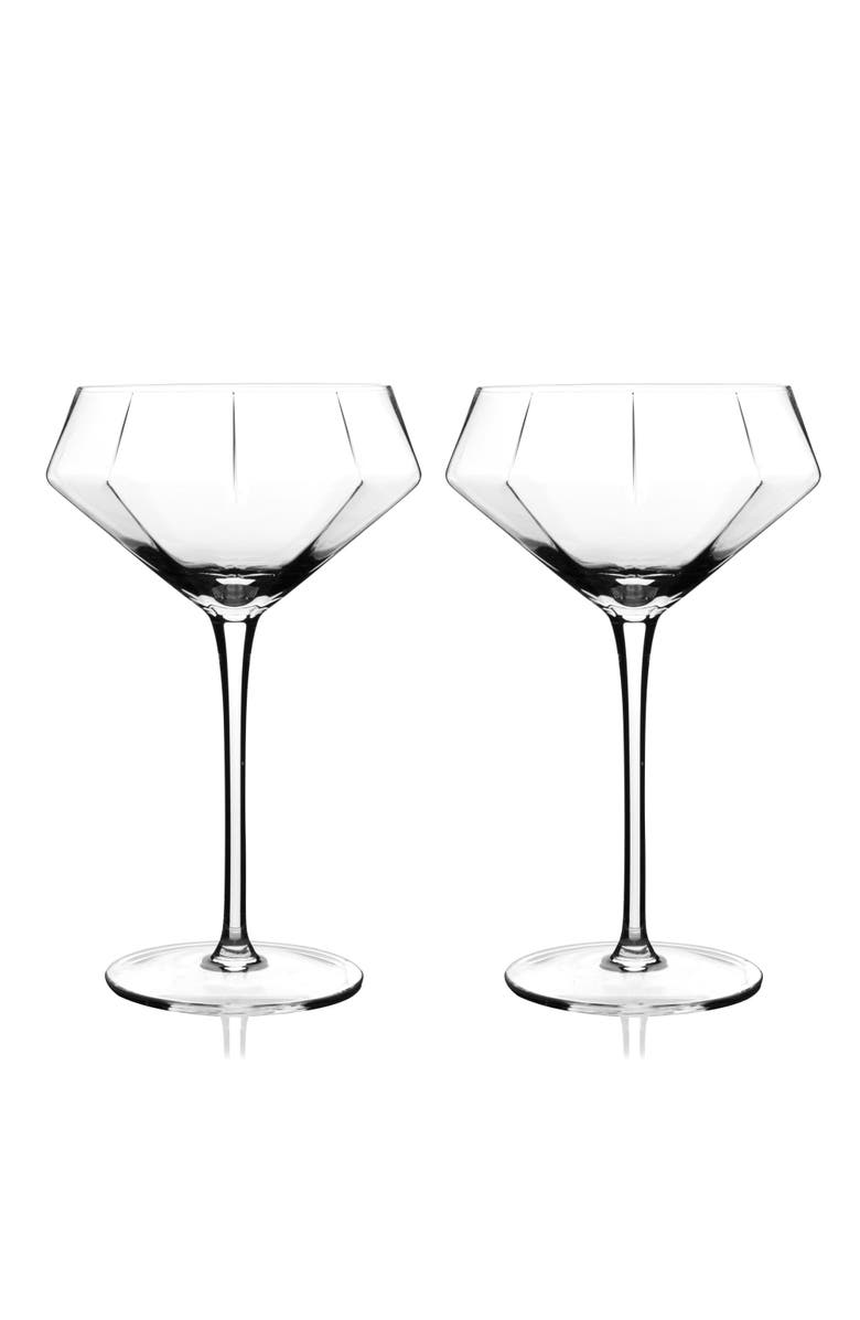 Viski Seneca Crystal Diamond Martini Glasses Set of 2, Main, color, Clear