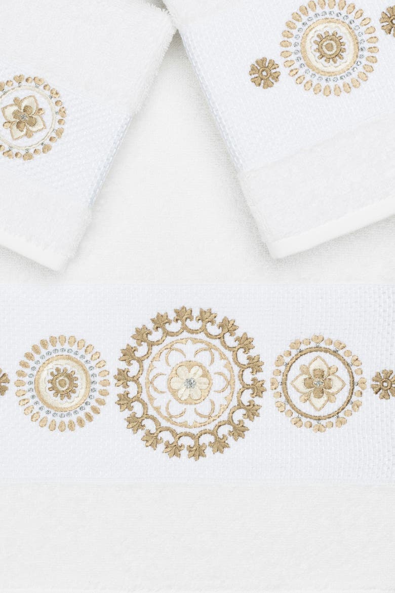 Isabelle 3-Piece Embellished Towel Set - White, Alternate, color, WHITE