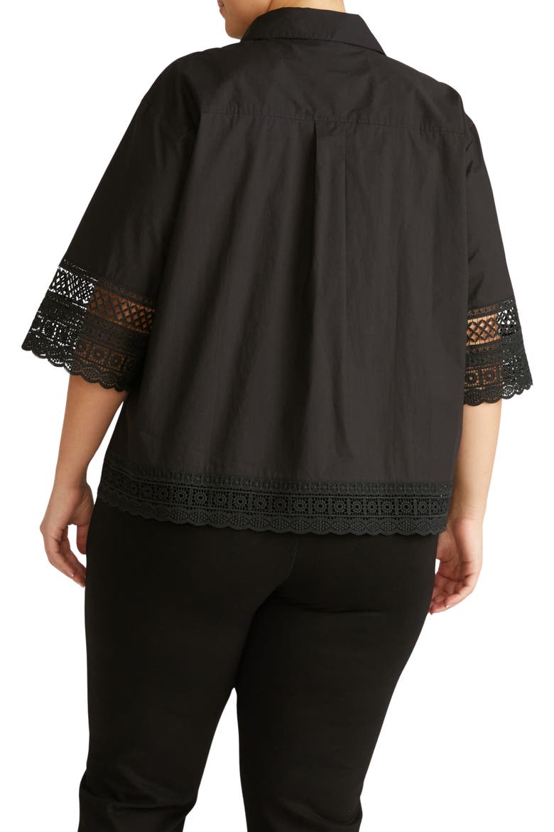 Dora Poplin Button-Up Top, Alternate, color, BLACK