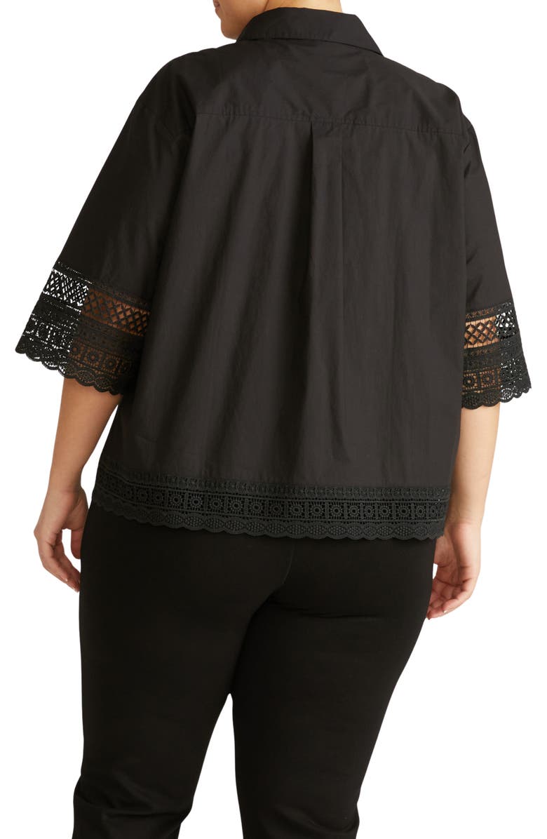 Universal Standard Dora Poplin Button-Up Top, Alternate, color, Black