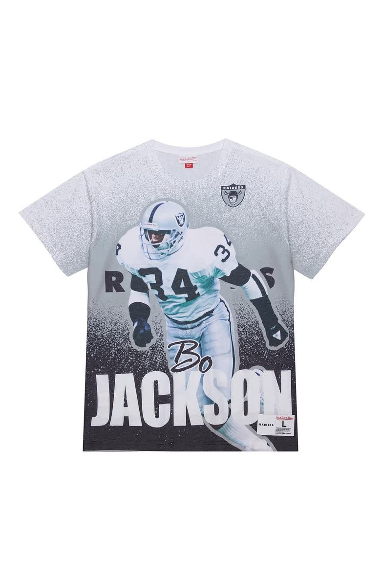 Mitchell & Ness Men's Mitchell & Ness Bo Jackson Gray Los Angeles Raiders Burst Retired Player T-Shirt, Main, color, Gray