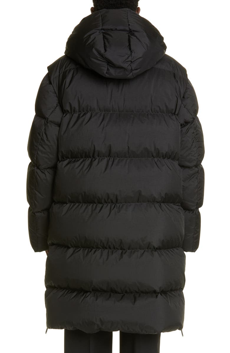 Off-White Logo Long Down Puffer Coat, Alternate, color,