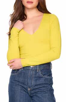 Susana Monaco Long Sleeve V-Neck Crop Top