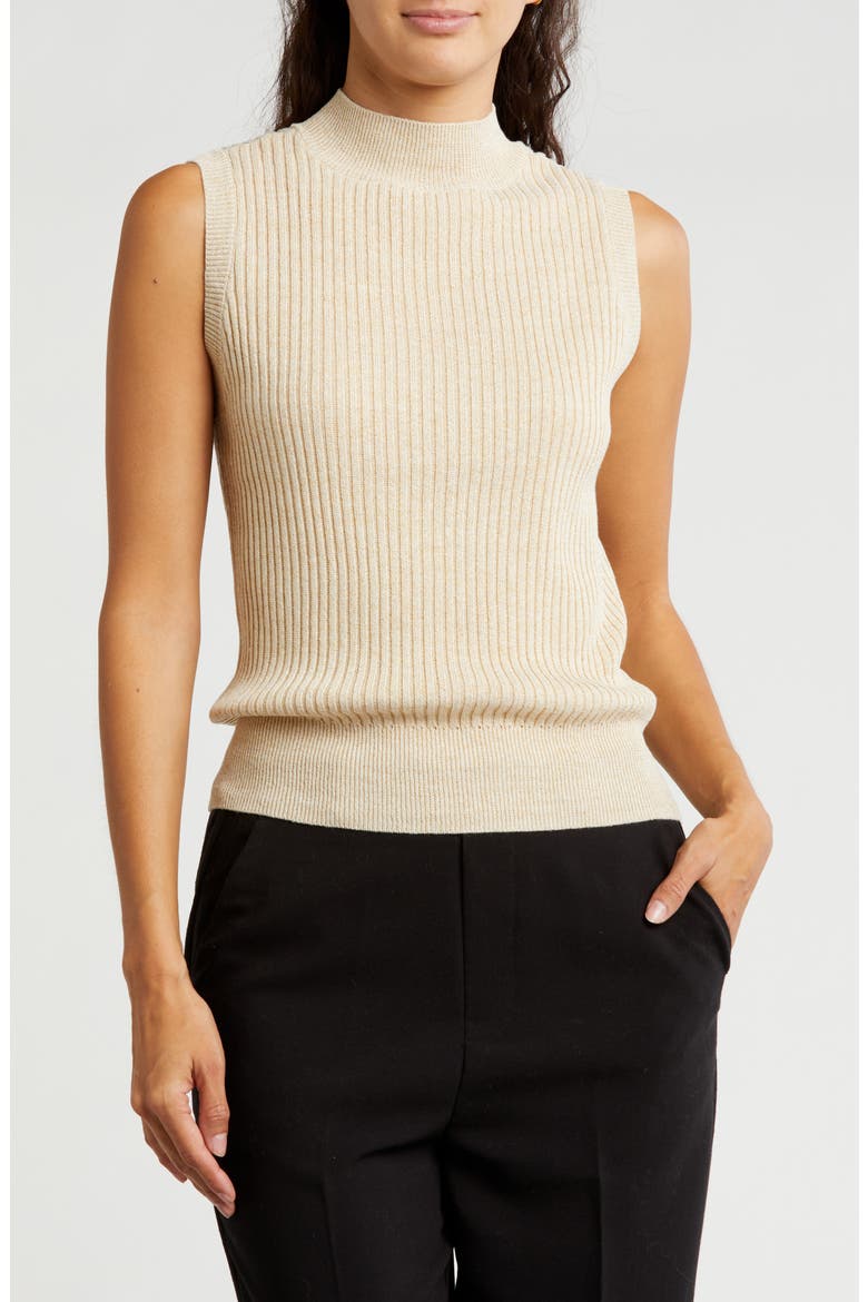 Sleeveless Rib Sweater, Main, color, KHAKI GOLD