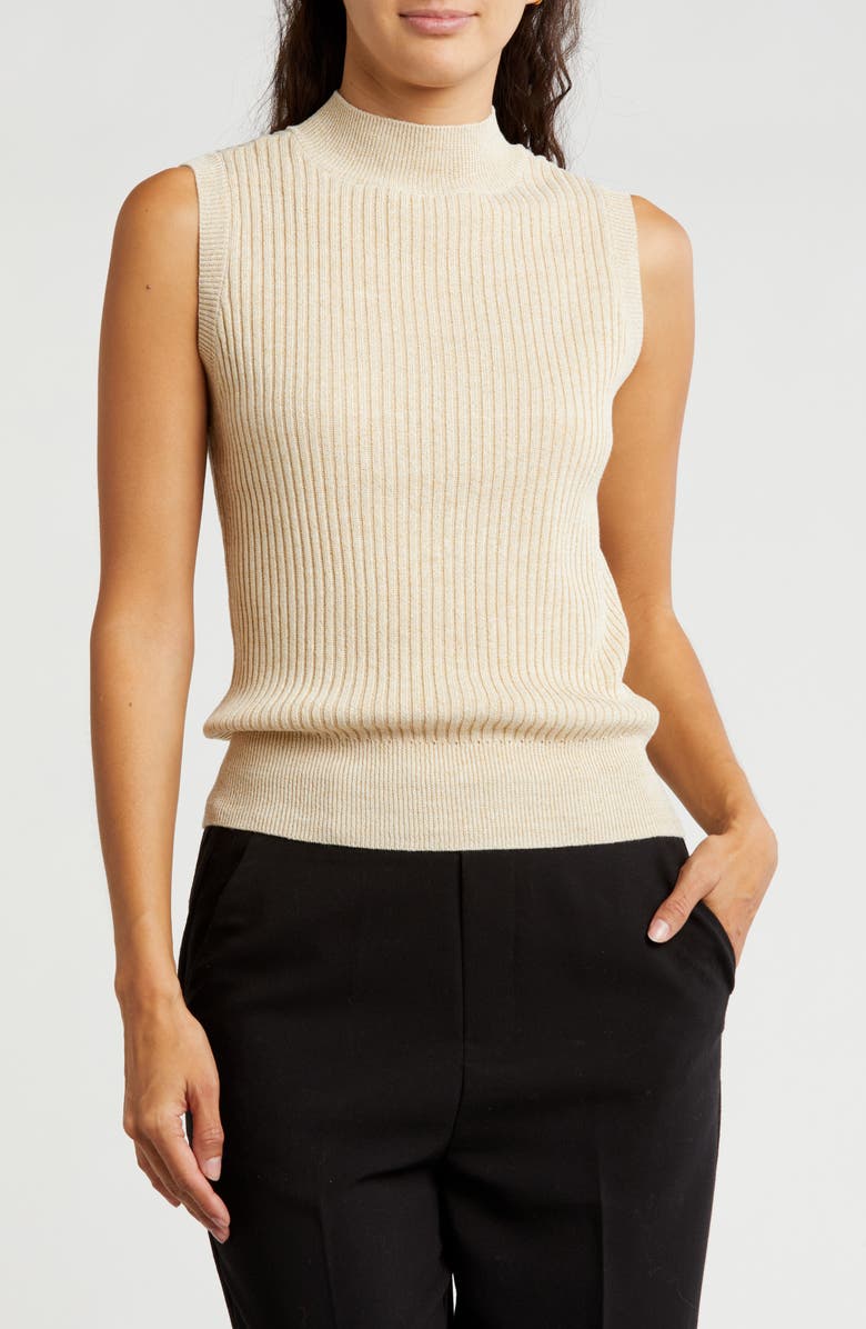 Gemma + Jane Sleeveless Rib Sweater, Main, color, Khaki Gold
