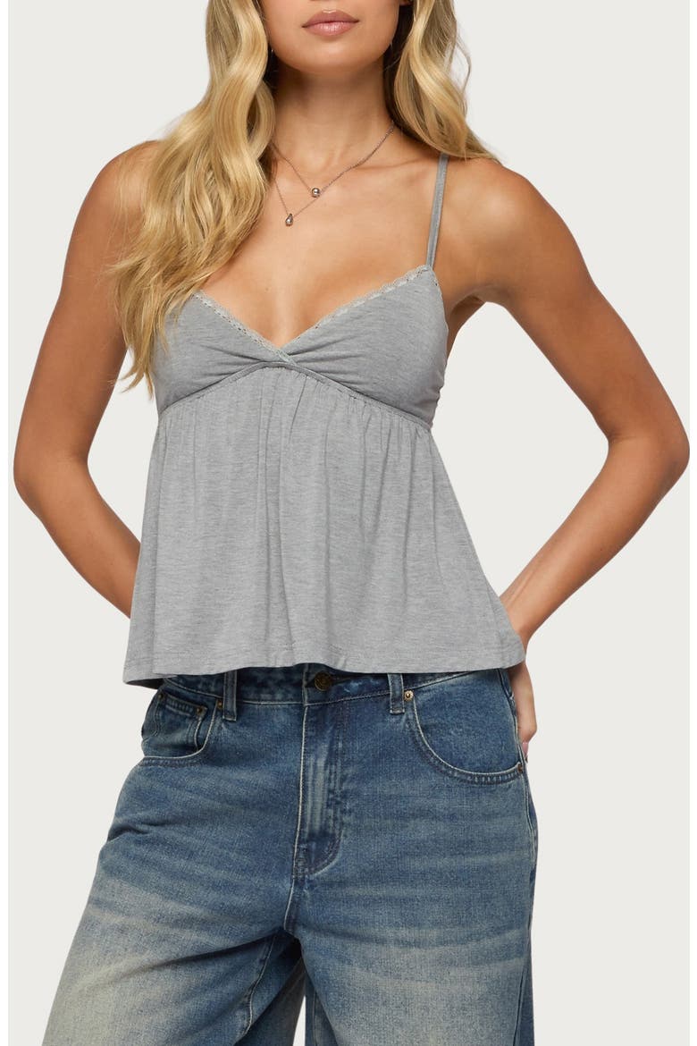Belen Lace Trim Camisole, Main, color, GRAY-MELANGE