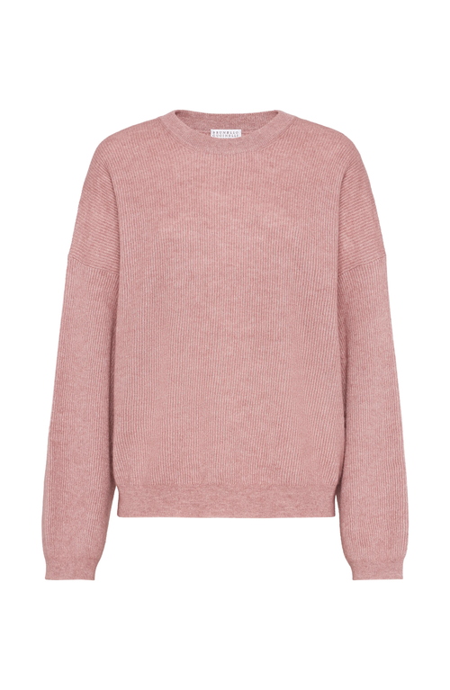 Brunello Cucinelli English Rib Knit Sweater In Pink