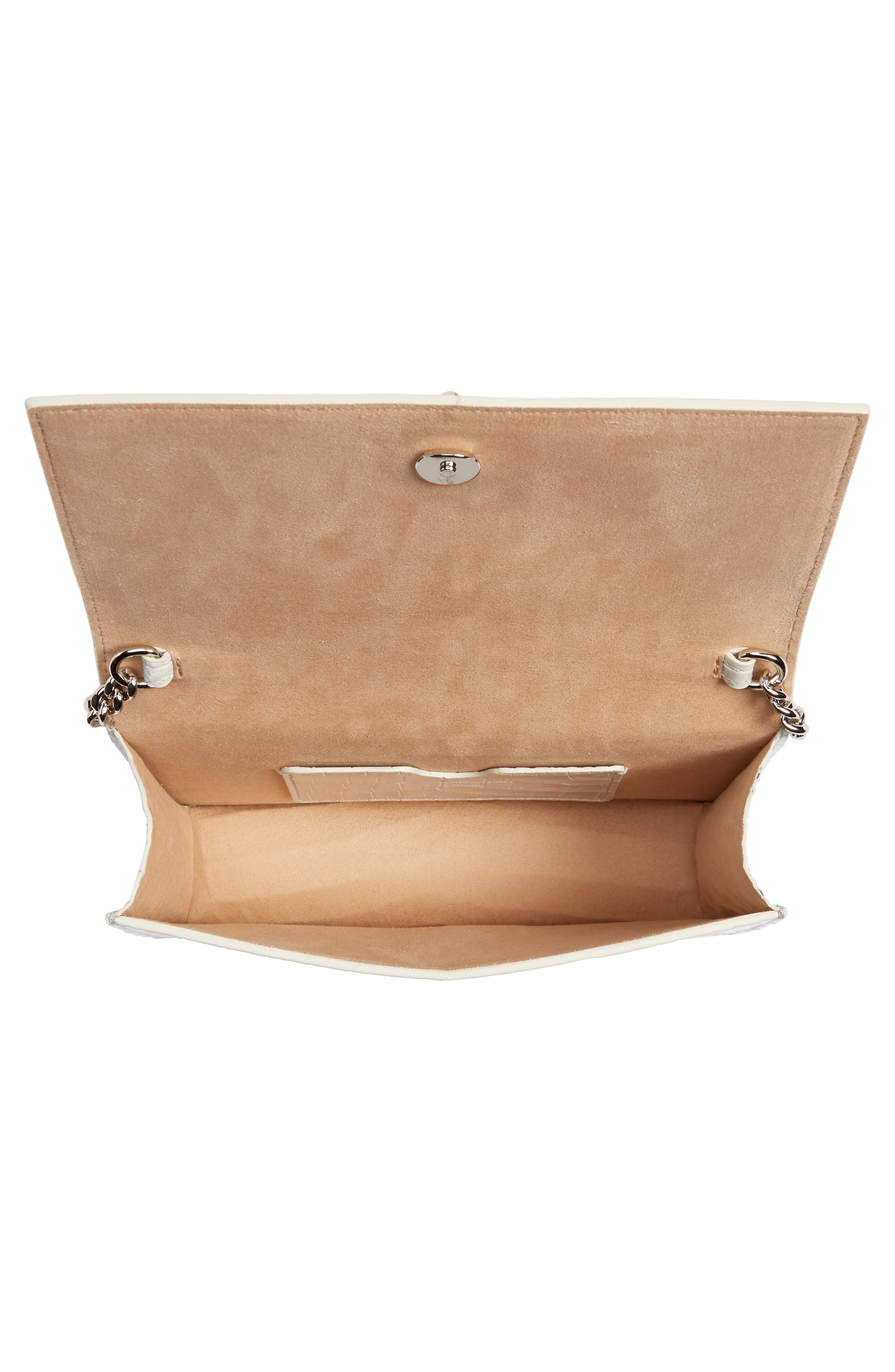 McQueen Alexander McQueen Mini Skull Croc Embossed Leather Shoulder Bag, Alternate, color, New Bone