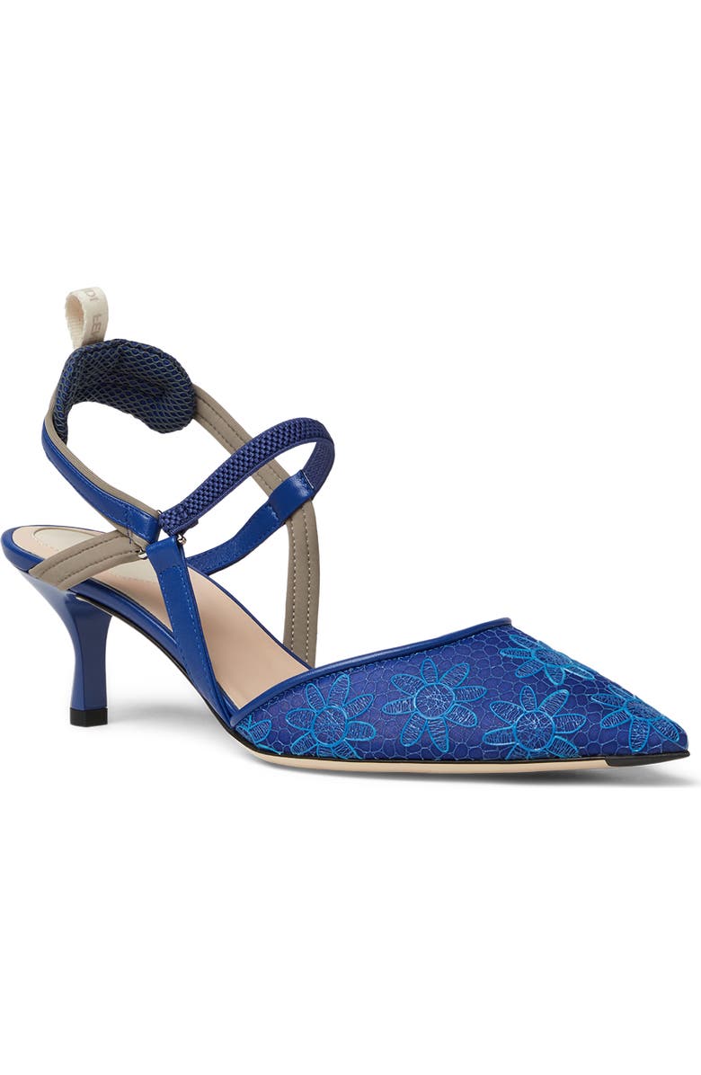 Fendi Colibri Floral Slingback Pointed Toe Pump, Main, color, F1vp9 Royal Lgt.acquamarin
