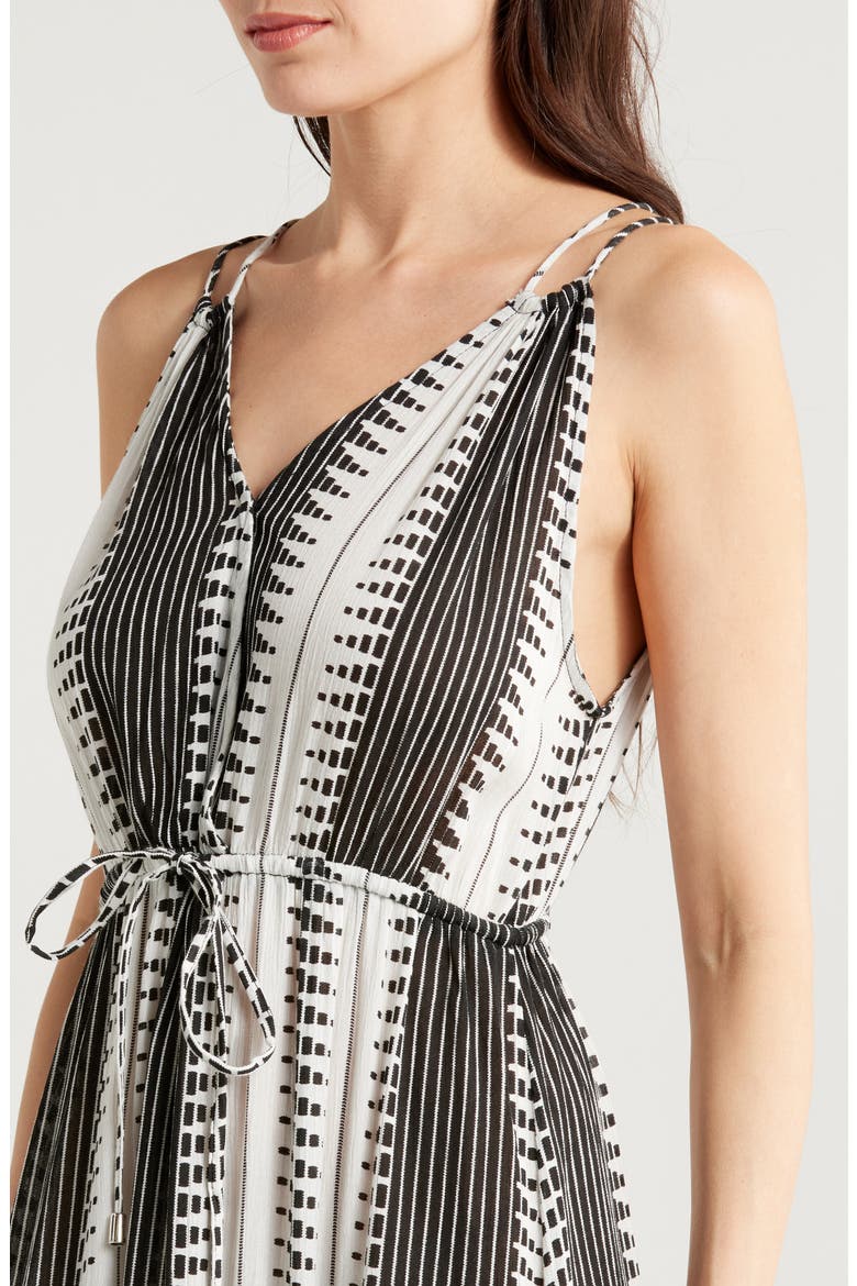 Crinkle Gauze Cover-Up Maxi Dress, Alternate, color, BLACK/ WHITE KENYA