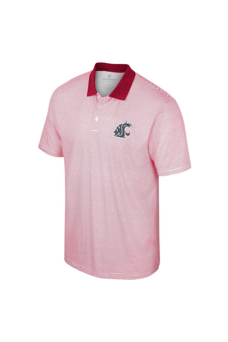Men's Colosseum White/Crimson Washington State Cougars Print Stripe Polo, Alternate, color, White