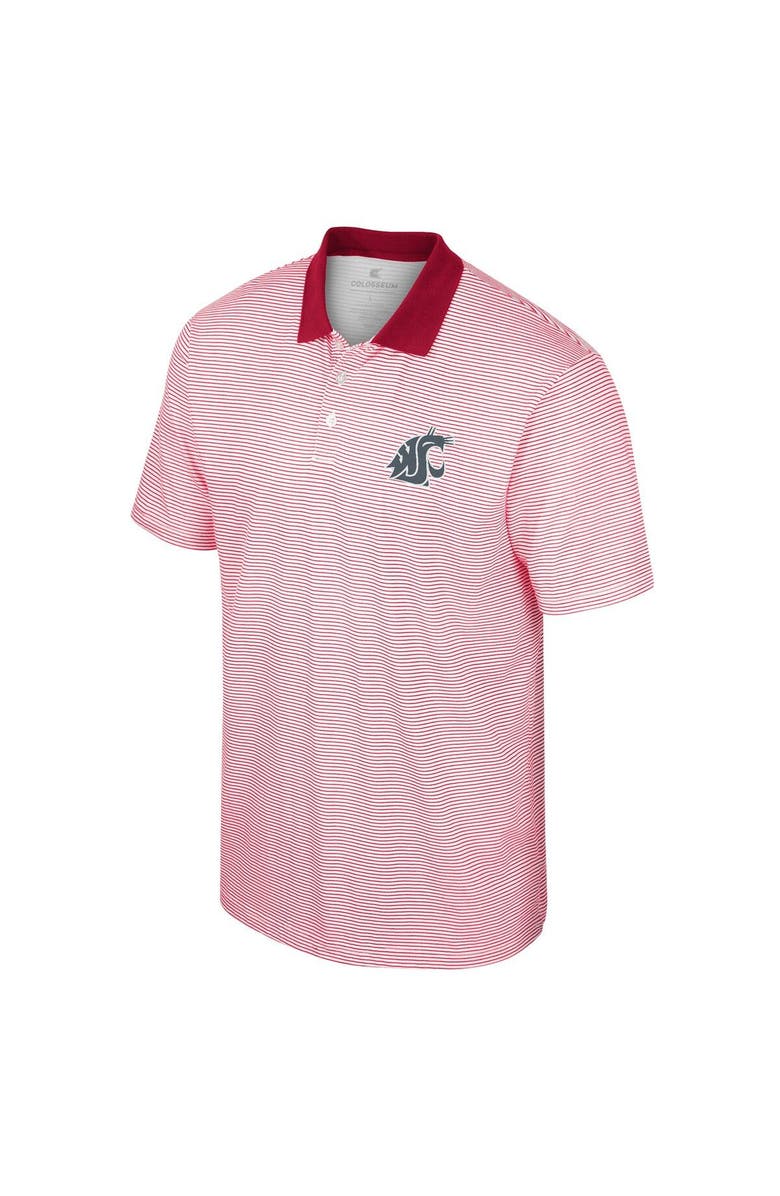 COLOSSEUM Men's Colosseum White/Crimson Washington State Cougars Print Stripe Polo, Alternate, color, White