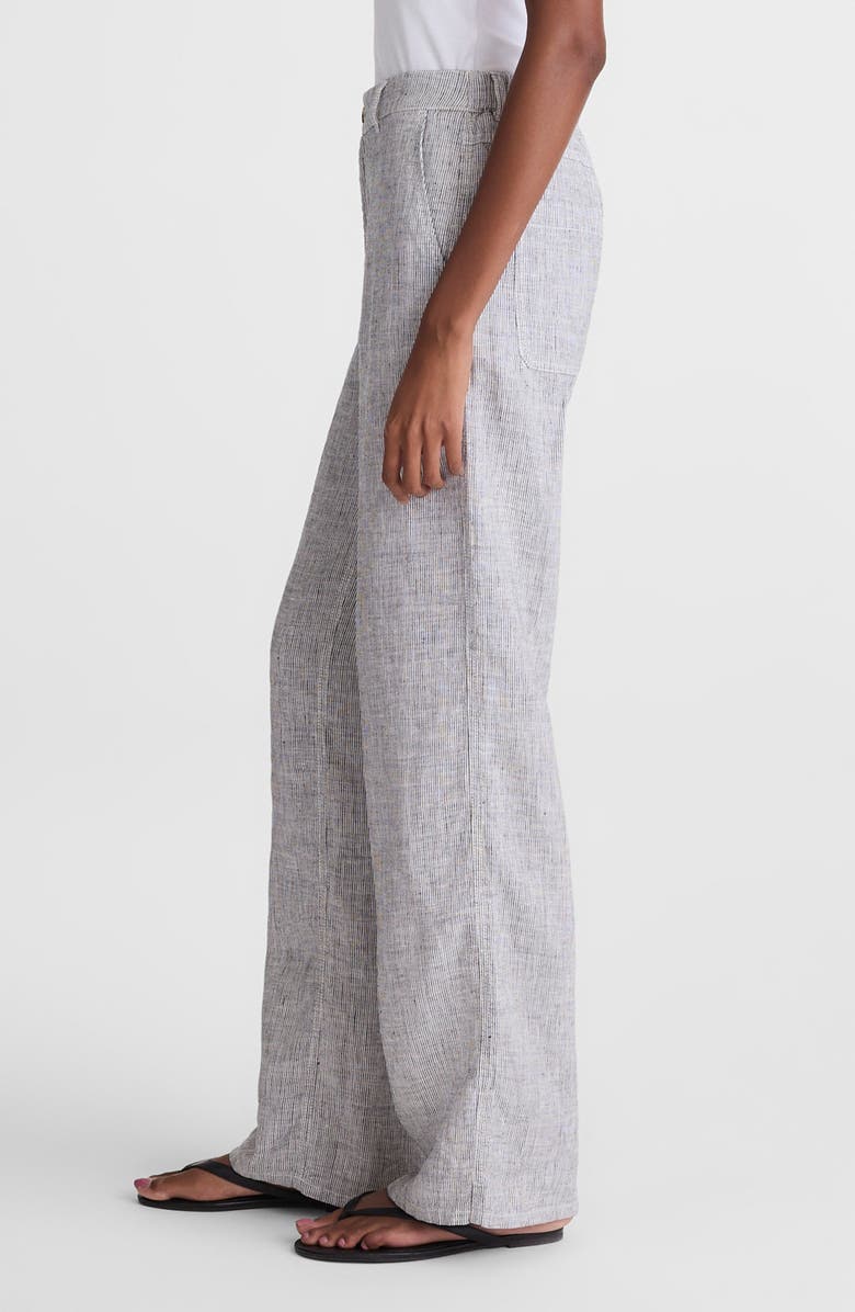 Madewell The Zoe Relaxed Straight Pants, Alternate, color, Black White Mini Stripe