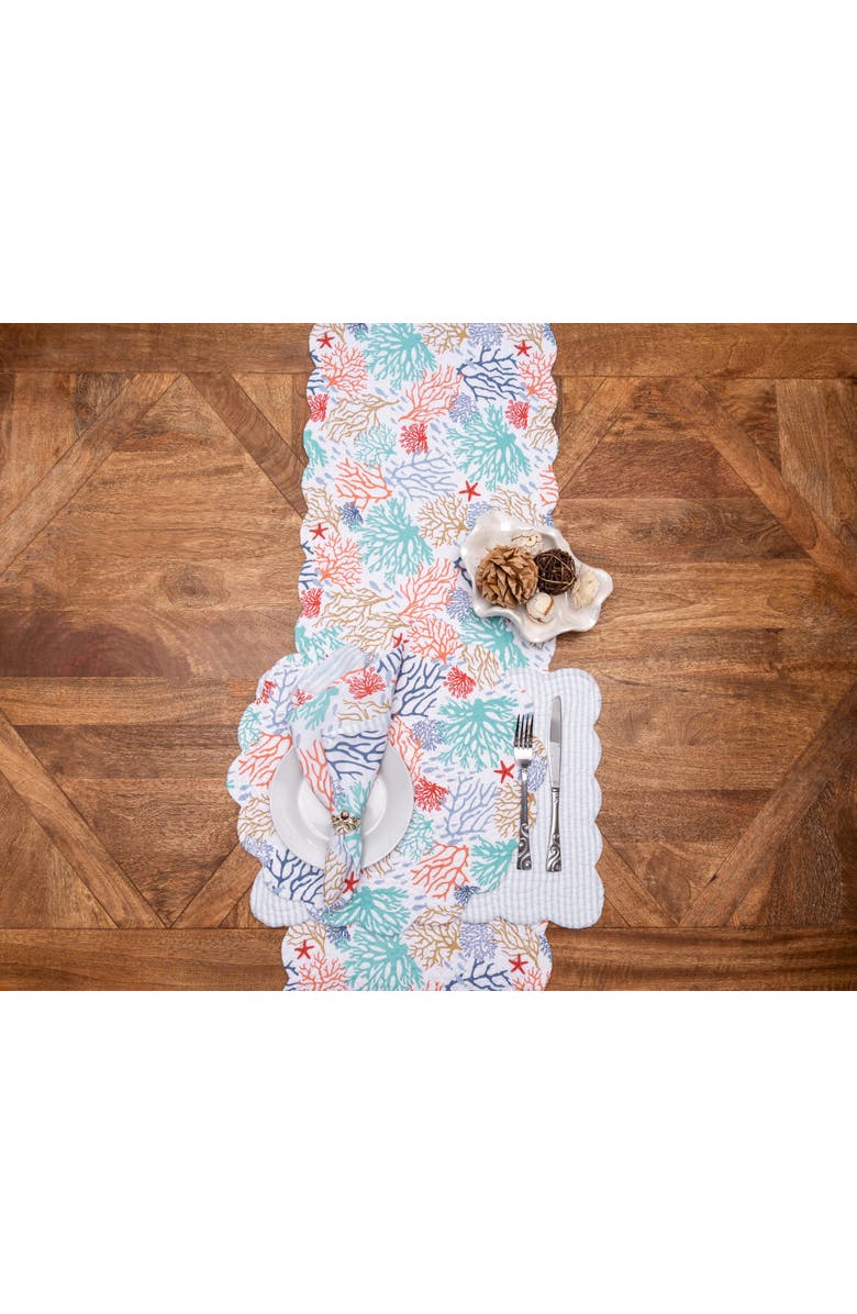 C&F Home Coral Cove Table Runner 14" x 51", Alternate, color, Red