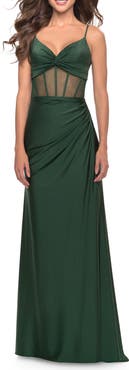 La Femme Illusion Bodice Dress with Boning and Twist Detail