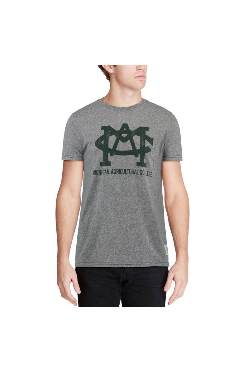 Retro Brand Men's Original Retro Brand Heathered Gray Michigan State Spartans Michigan Agricultural College Tri-Blend Vintage T-Shirt, Alternate, color, 