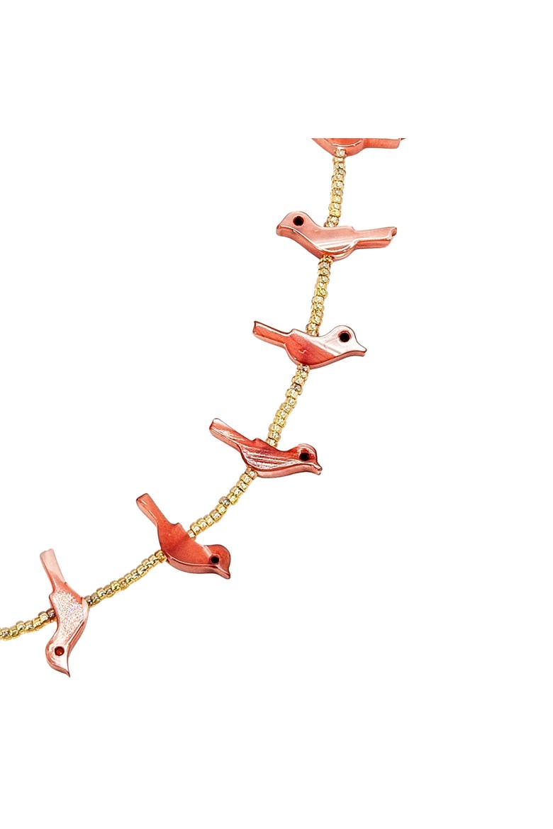 Shell Bird Fetish Bead Necklace, Alternate, color, red