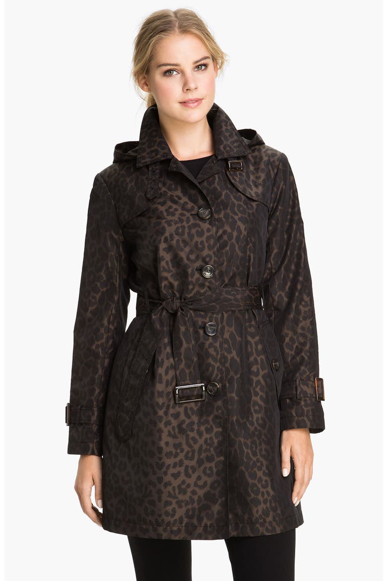 Leopard Print Trench Coat, Main, color, LEOPARD