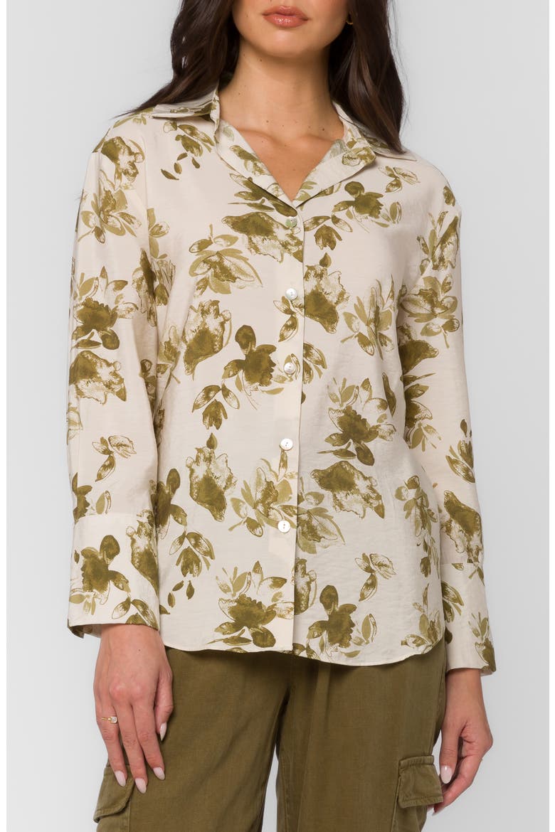 Ziggy Floral Button-Up Shirt, Main, color, OLIVE SHRUB