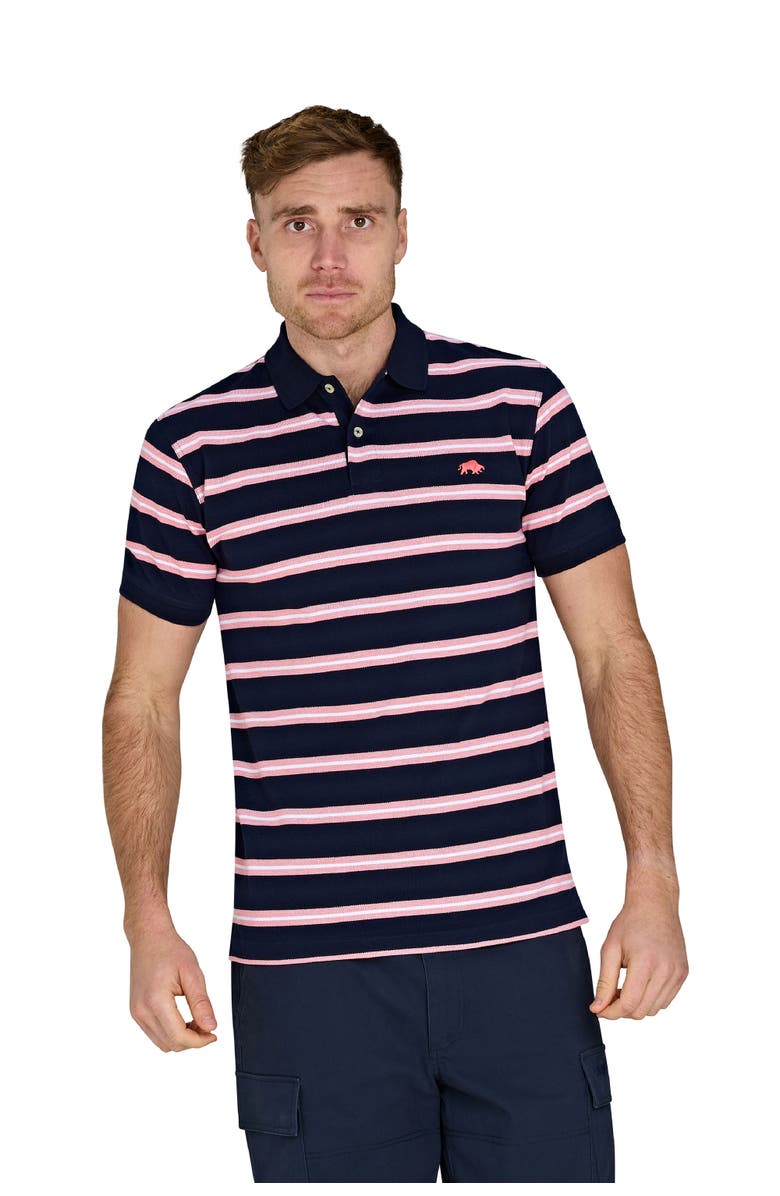 Raging Bull Trio Stripe Polo, Main, color, Navy