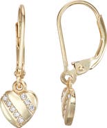 FZN Kids' CZ Heart Dangle Drop Earrings