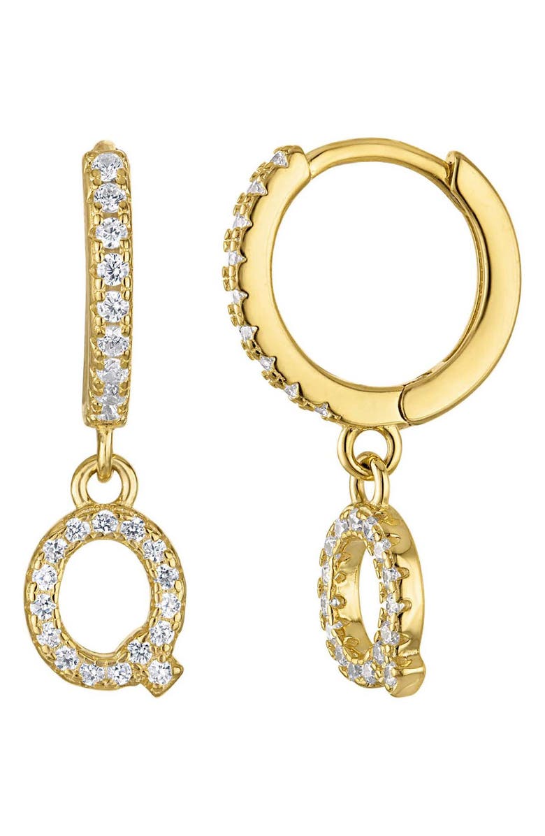 FZN Cubic Zirconia Initial Drop Earrings, Main, color, Yellow Gold