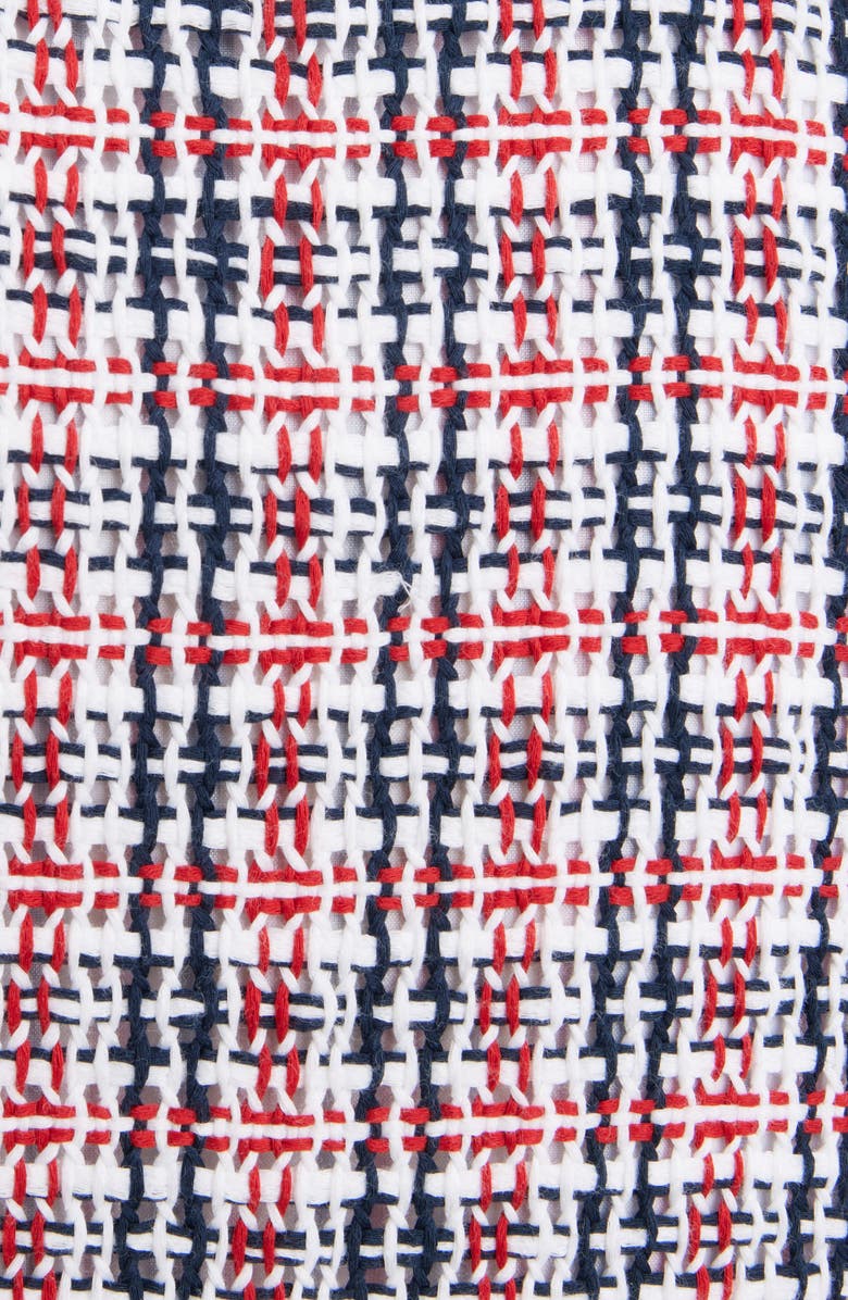 Thom Browne Check Tweed & Leather Varsity Jacket, Alternate, color, 