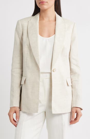 Milly Alexa Single-button Linen Blend Blazer In Neutral