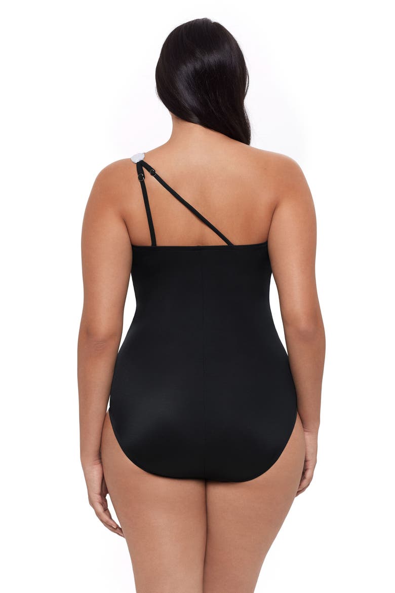 Heather One Shoulder One-Piece Control Swimsuit, Alternate, color, Black and White