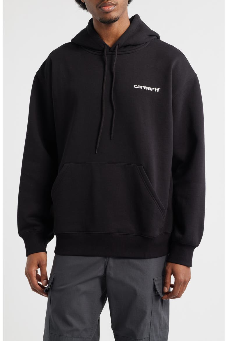 Logo Hooded Sweatshirt, Main, color, BLACK
