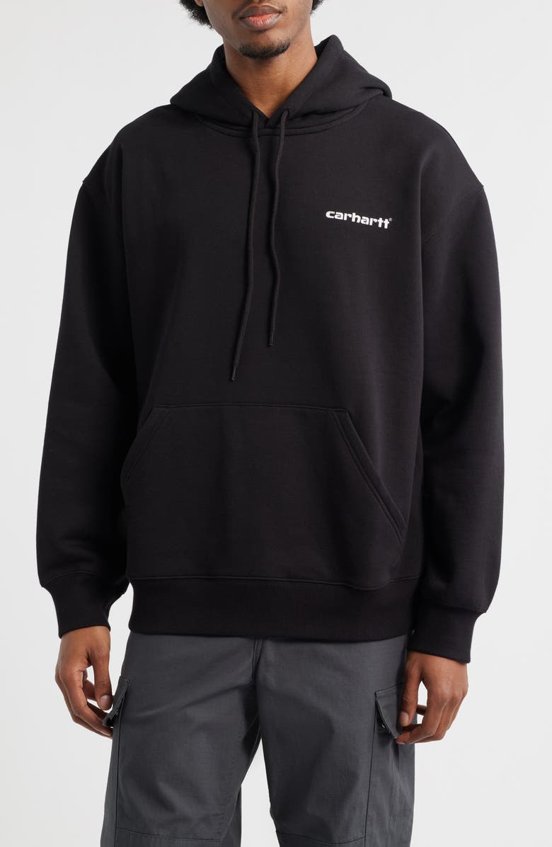 Carhartt Work In Progress Logo Hooded Sweatshirt, Main, color, Black