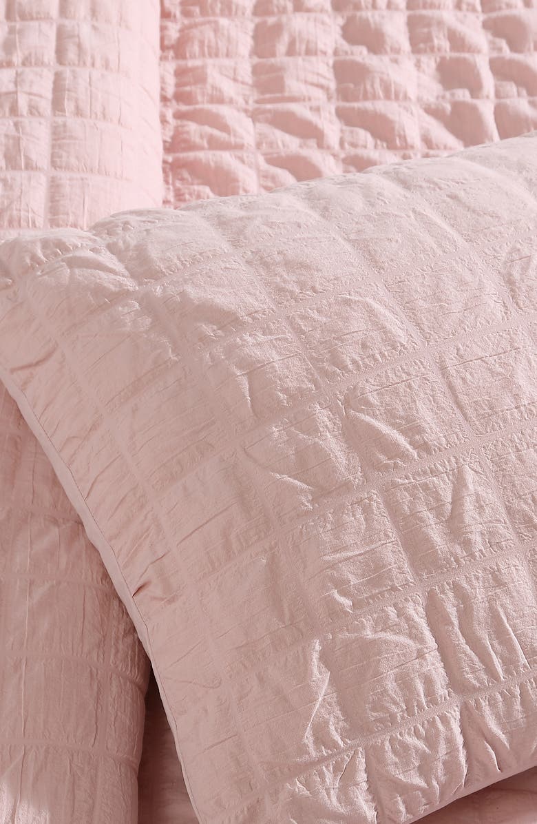 Tahari Grid Seersucker 3-Piece Comforter Set, Alternate, color, Peach Whip