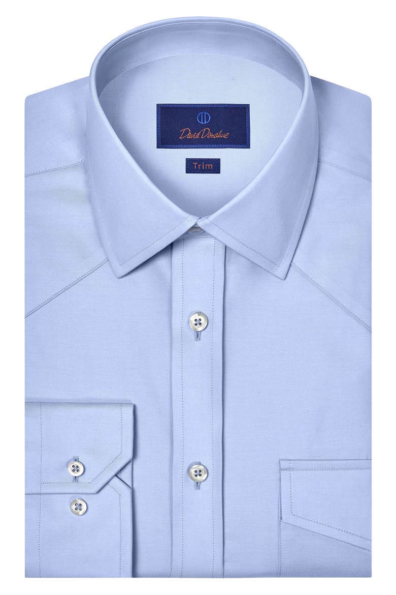 Trim Fit Light Blue Cotton Twill Button-Up Western Shirt, Main, color, SKY
