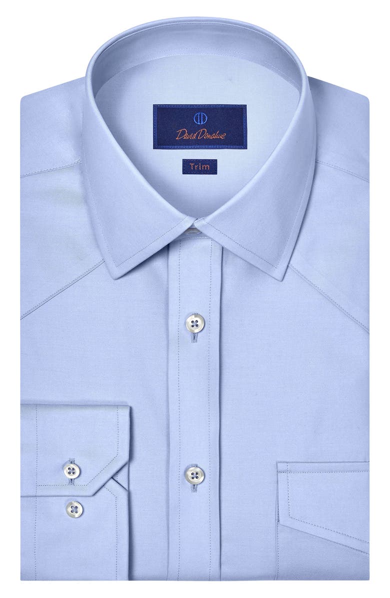 David Donahue Trim Fit Light Blue Cotton Twill Button-Up Western Shirt, Main, color, Sky