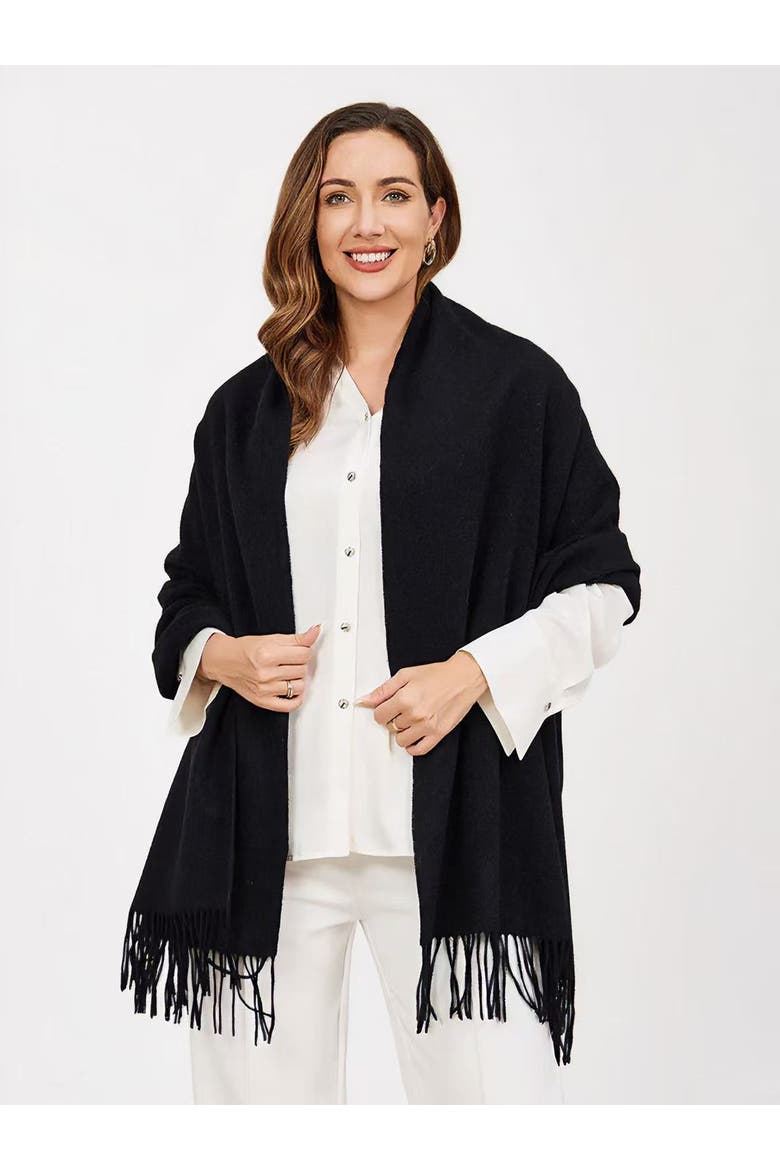 Pure Wool Scarf Shawl, Alternate, color, Black
