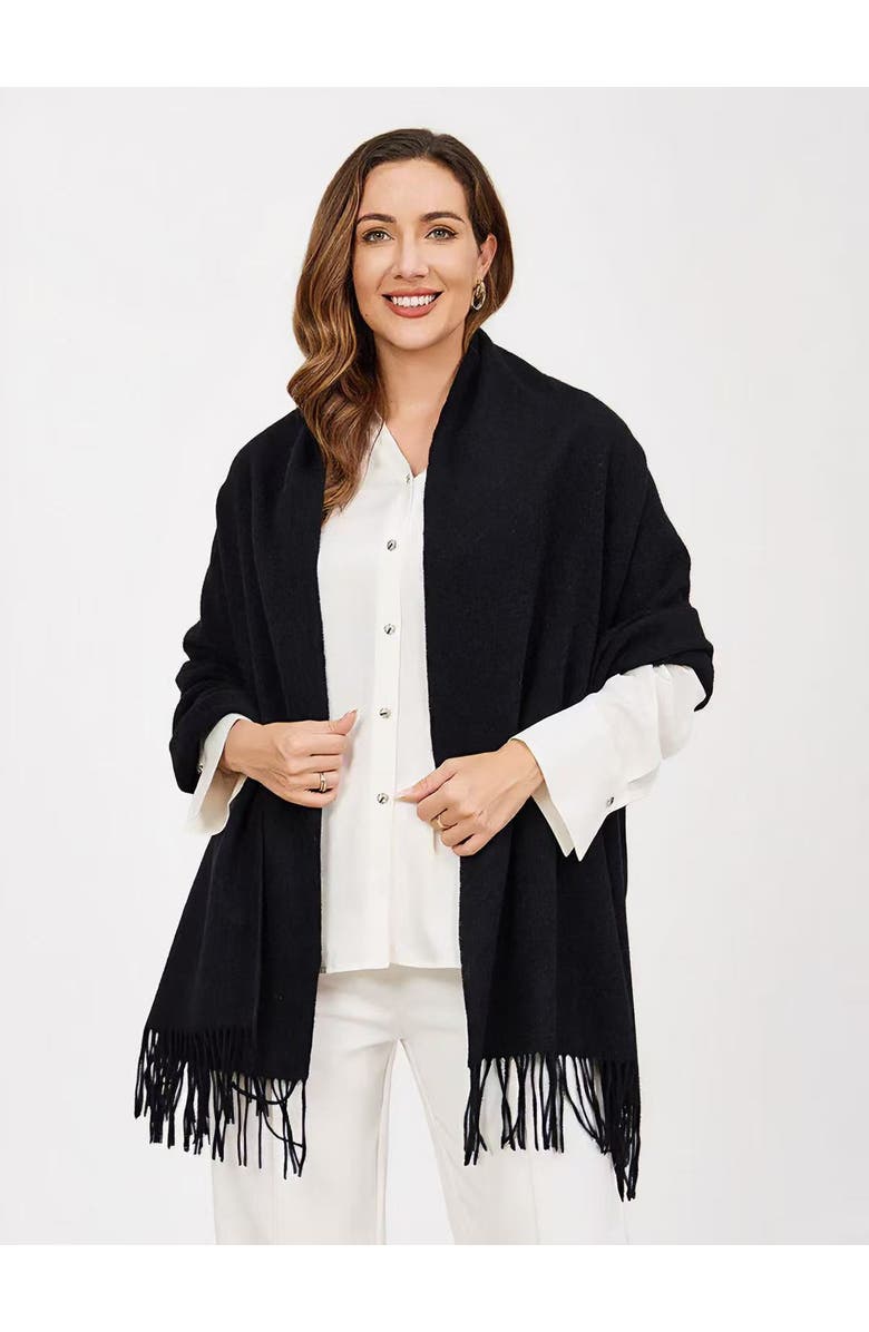 SILKSILKY Pure Wool Scarf Shawl, Alternate, color, Black